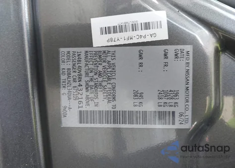 2024 Nissan Altima Sv Fwd z USA, uszkodzony, nr VIN 1N4BL4DV8RN432161